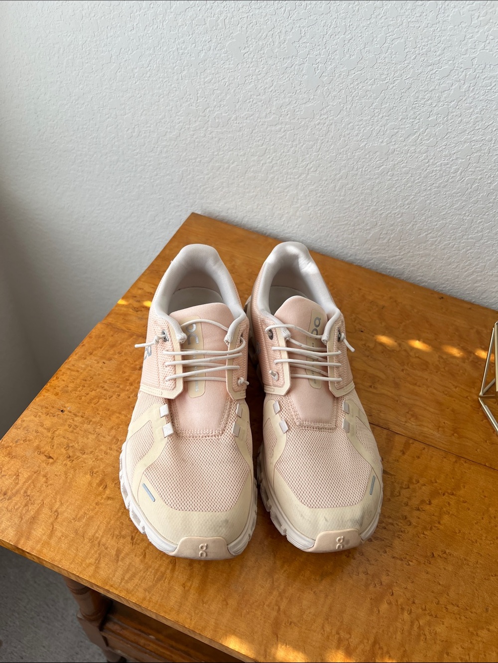 On Running Cloud Sneakers in Pale Pink and White - Picture 4 of 5